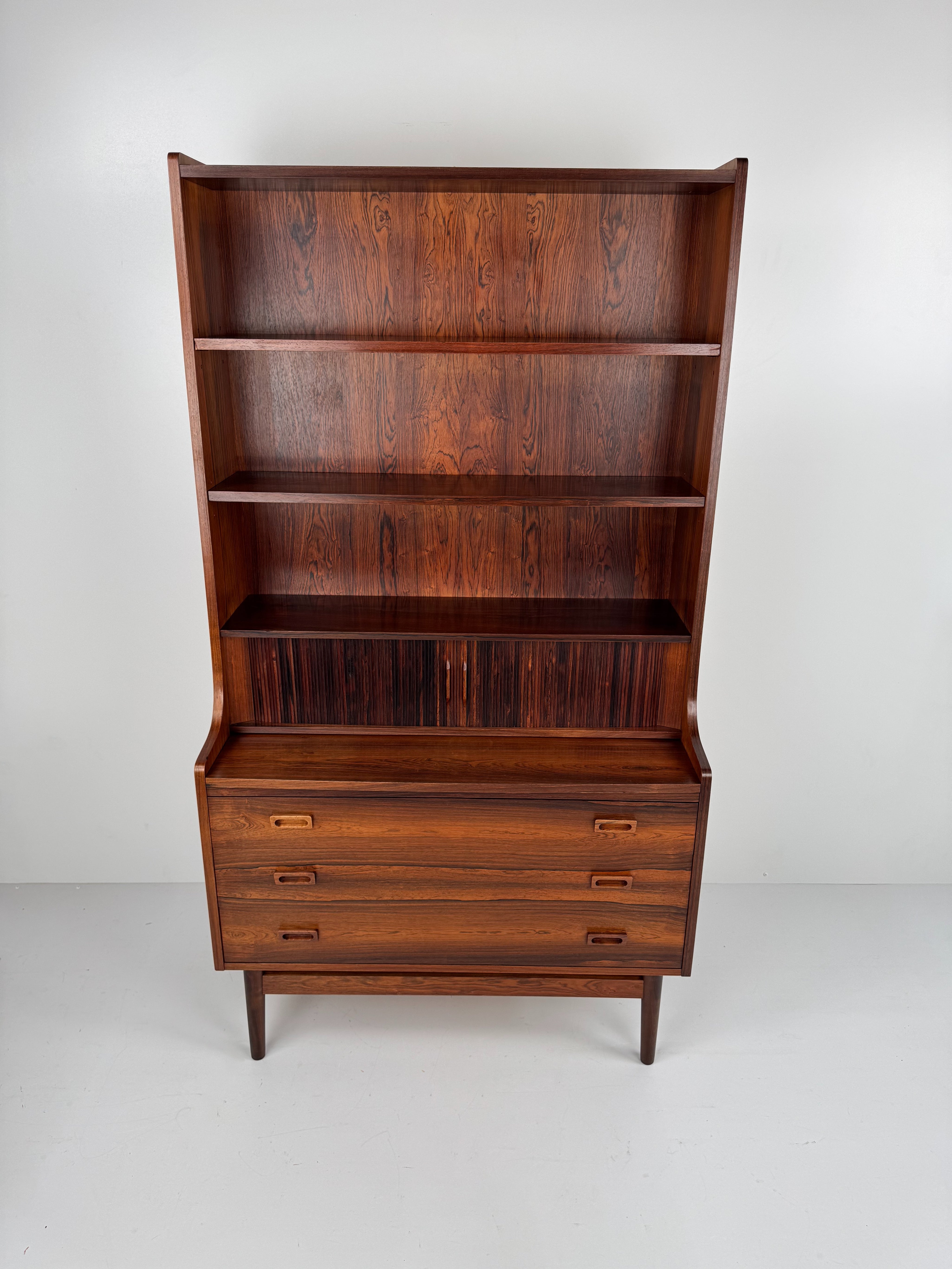Rosewood_Secretary_Bookcase_with_Desk_by_Johannes_Sorth_for_Nexø_Møbelfabrik,_Denmark,_1966