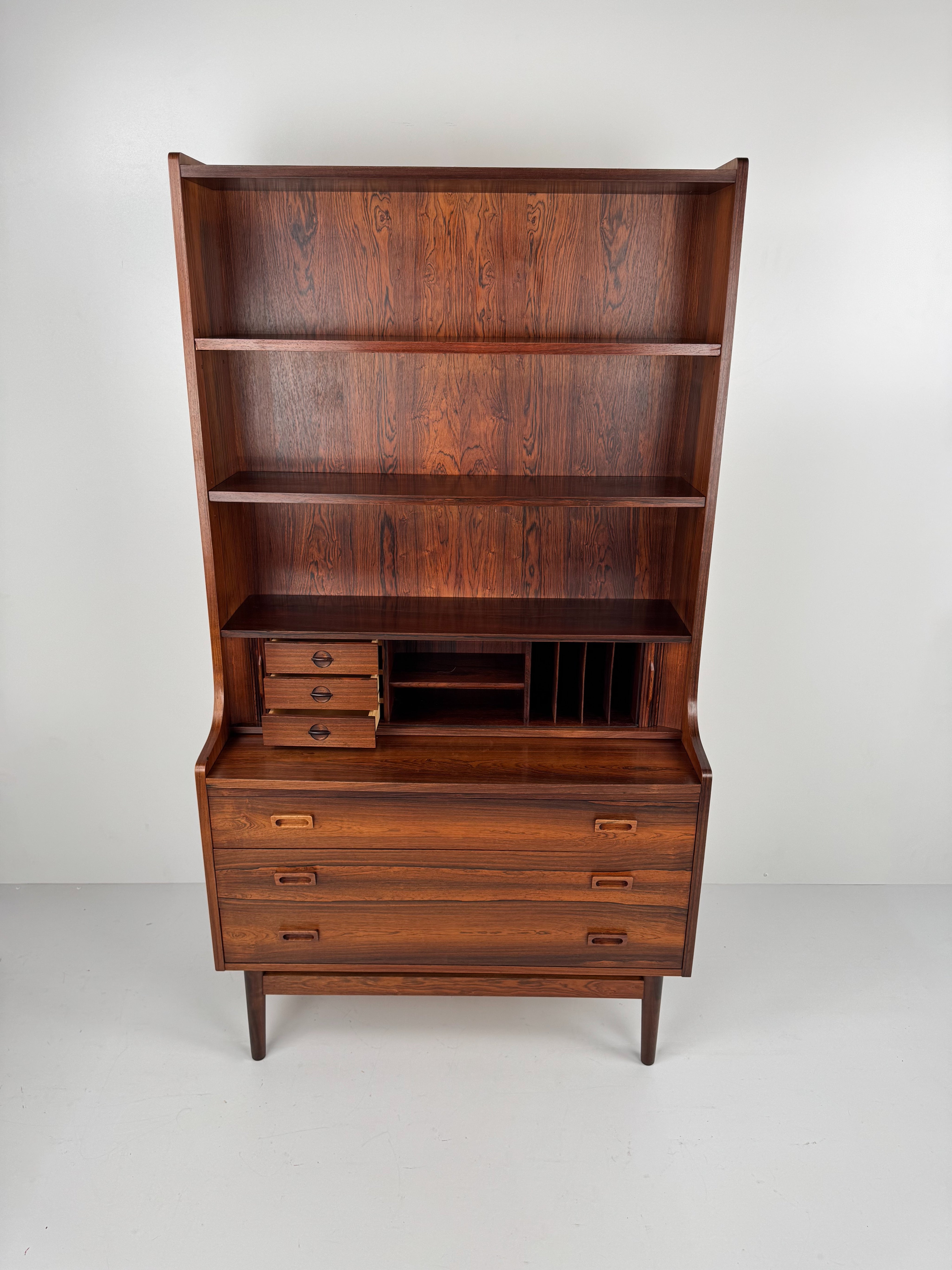 Rosewood_Secretary_Bookcase_with_Desk_by_Johannes_Sorth_for_Nexø_Møbelfabrik,_Denmark,_1966