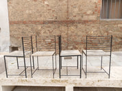 Set_of_4_Alice_Dining_Chairs_by_Giorgio_Cattelan_for_Cidue,_Metal_Frames_and_Woven_Straw_Seats,_Italian_Design