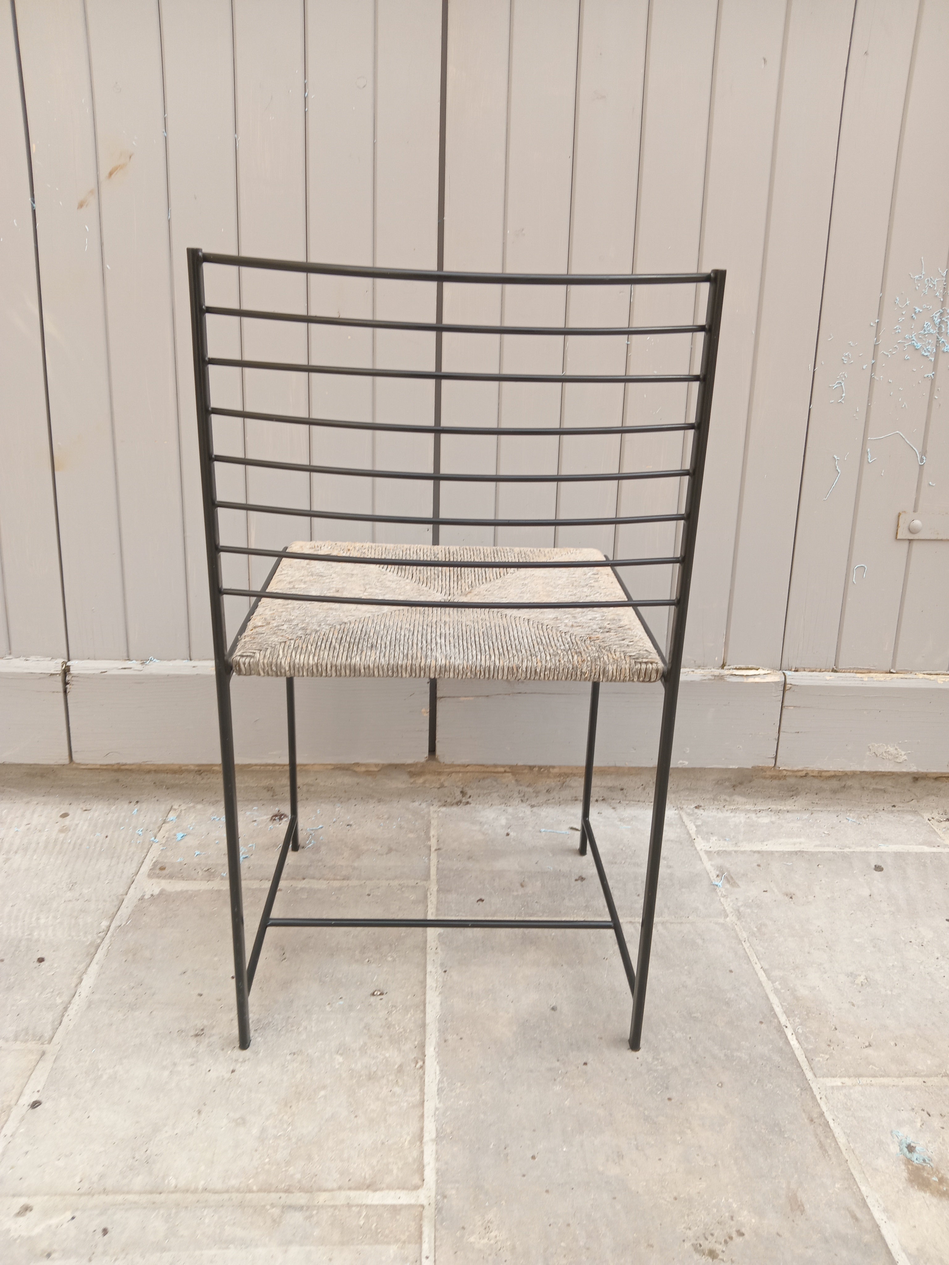 Set_of_4_Alice_Dining_Chairs_by_Giorgio_Cattelan_for_Cidue,_Metal_Frames_and_Woven_Straw_Seats,_Italian_Design