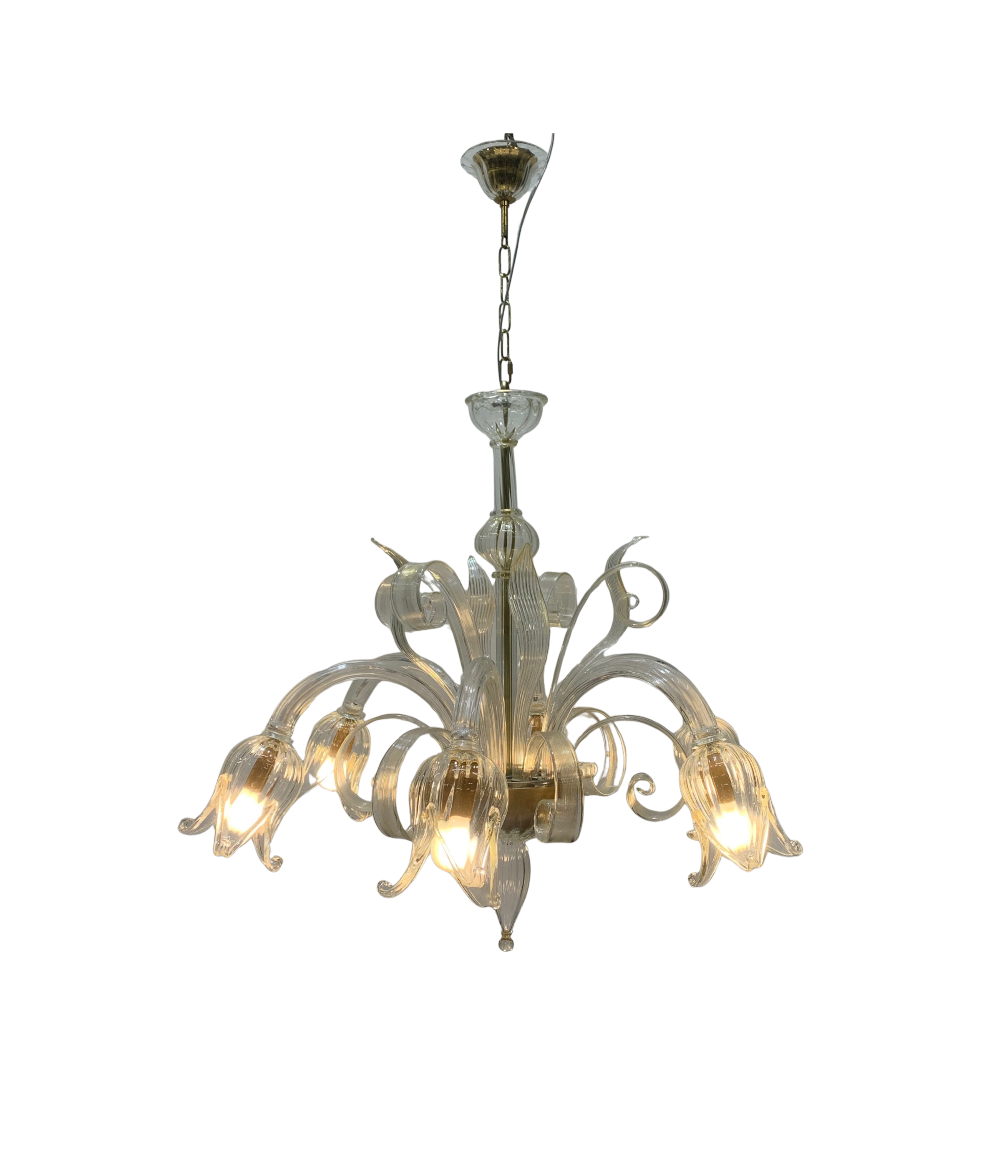 Seguso_Attributed_Murano_Glass_6_Light_Chandelier,_Italy,_1970s