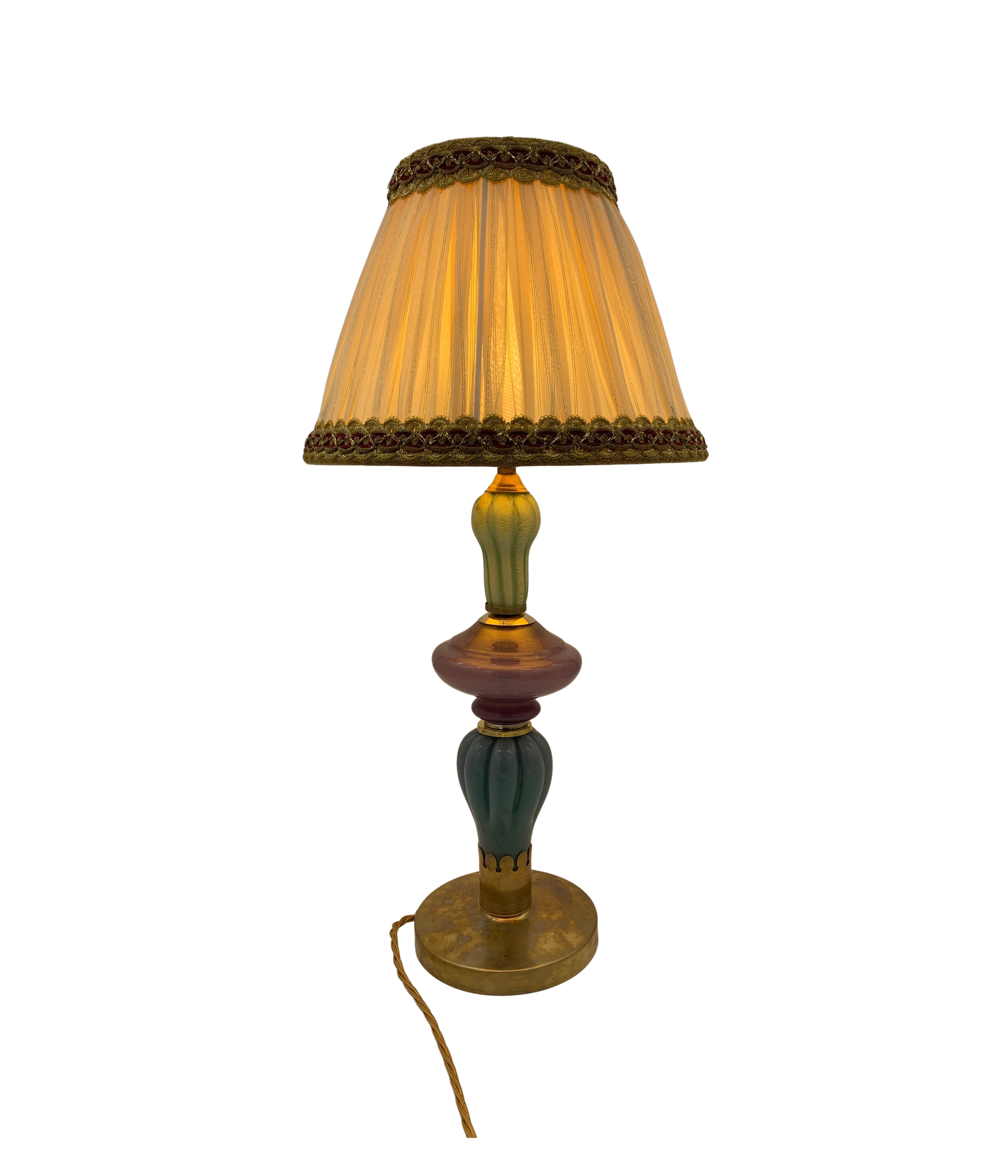 Seguso_Murano_Glass_Table_Lamp_with_Pleated_Shade,_Italian_Vintage_Lighting