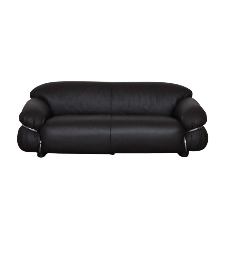 Sesann_two_seater_sofa_by_Gianfranco_Frattini_in_dark_brown_leather_for_Cassina_Italy_1969