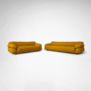 Set_of_2_Sesann_yellow_bouclé_sofa_by_Gianfranco_Frattini_for_Cassina