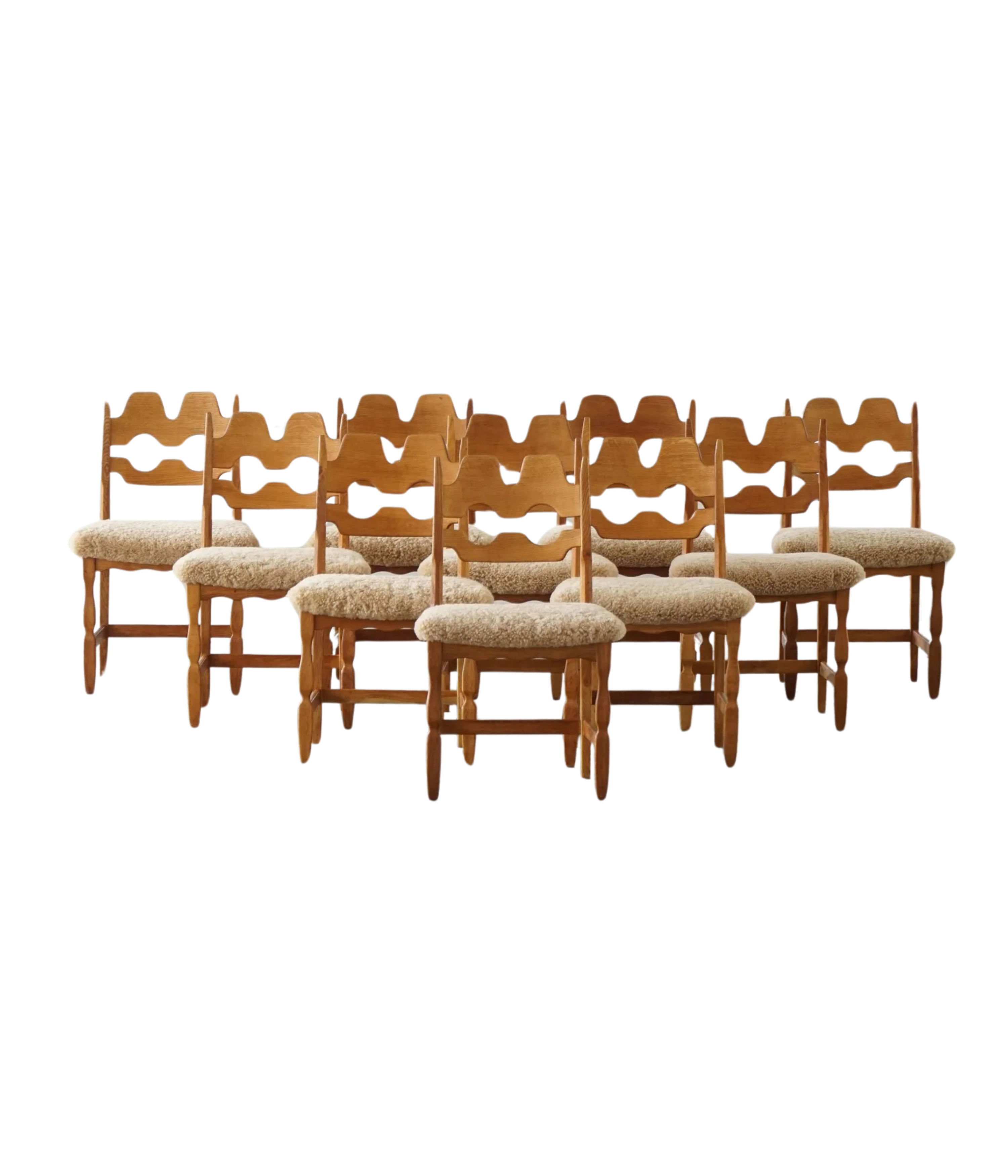 Set_of_10_Henning_Kjærnulf_Razorblade_Dining_Chairs_in_Oak_and_Lambswool,_Denmark,_1960s