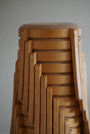 Set_of_14_Stackable_Stools_in_Birch_&_Hessian_in_Swedish_Modern,_1980s