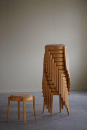 Set_of_14_Stackable_Stools_in_Birch_&_Hessian_in_Swedish_Modern,_1980s