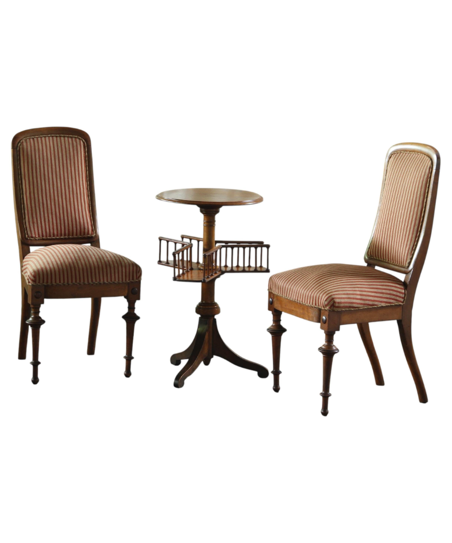 Set_of_19th-Century_Danish_Victorian_Walnut_Parlor_Table_with_Mahogany_Upholstered_Chairs