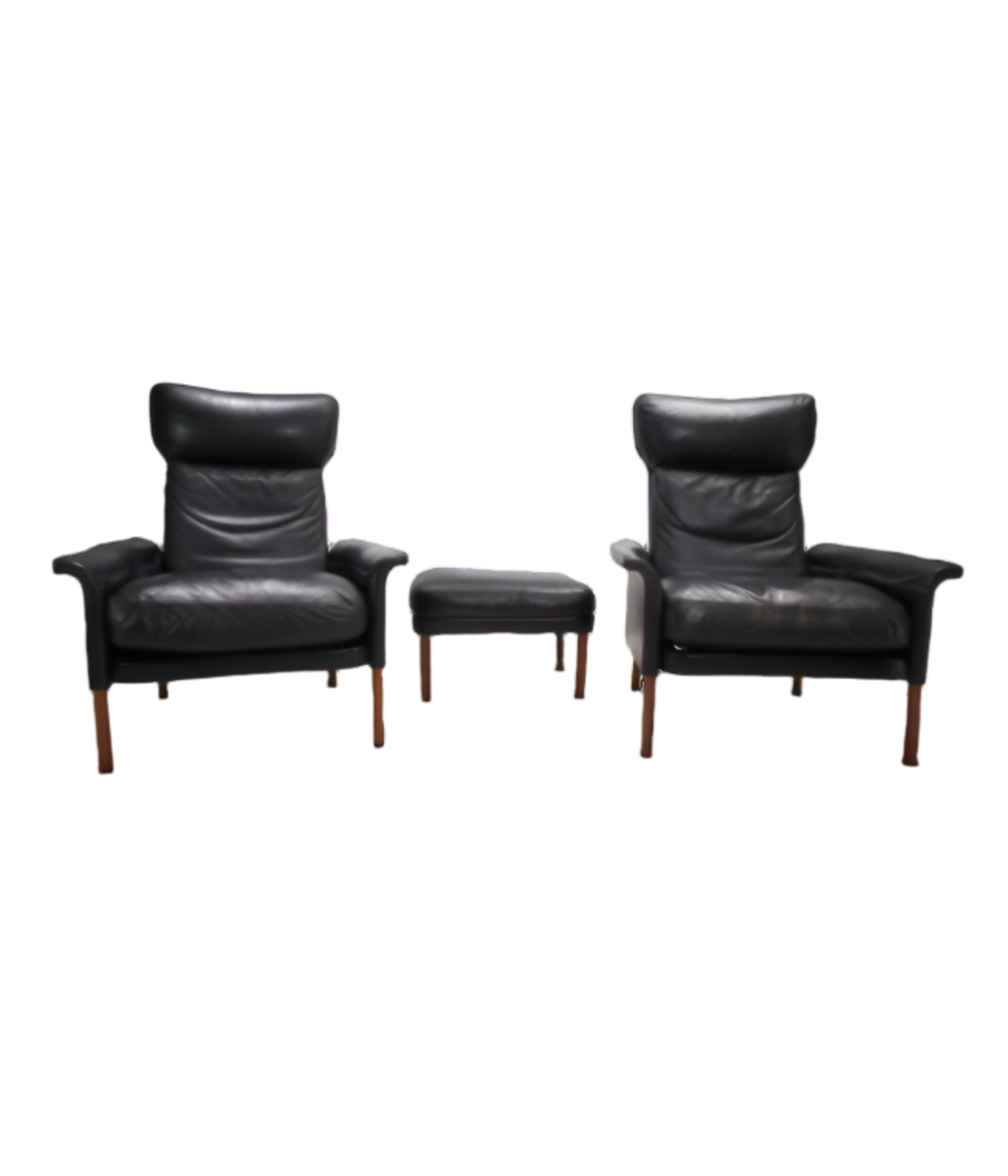 set_of_2_Hans_Olsen_leather_chairs_with_ottoman_1960