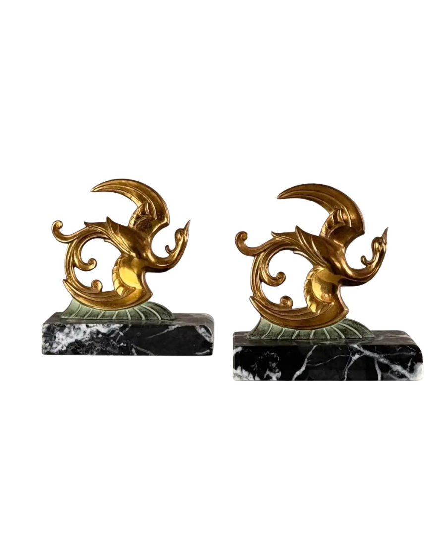 Set_of_2_Art_Deco_Birds_of_Paradise_Bookends_in_Bronze,_Brass_and_Black_Marble,_France,_1930s