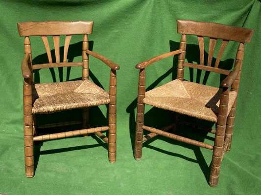 Set_of_2_Bobbin_Turned_Side_Chairs_with_Rush_Seats,_1950s,_Germany