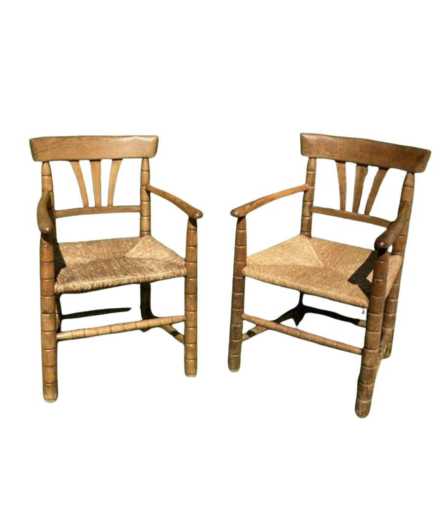 Set_of_2_Bobbin_Turned_Side_Chairs_with_Rush_Seats,_1950s,_Germany