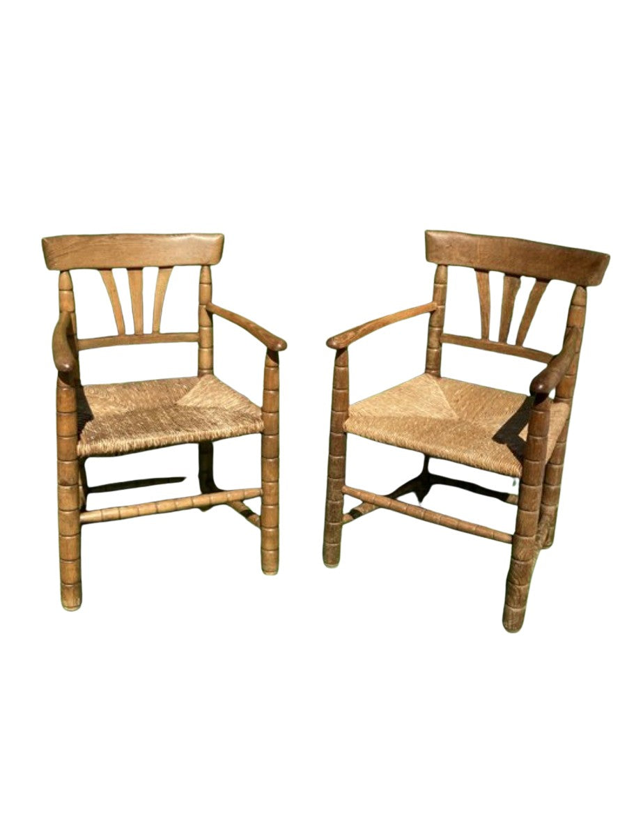 Set_of_2_Bobbin_Turned_Side_Chairs_with_Rush_Seats,_1950s,_Germany