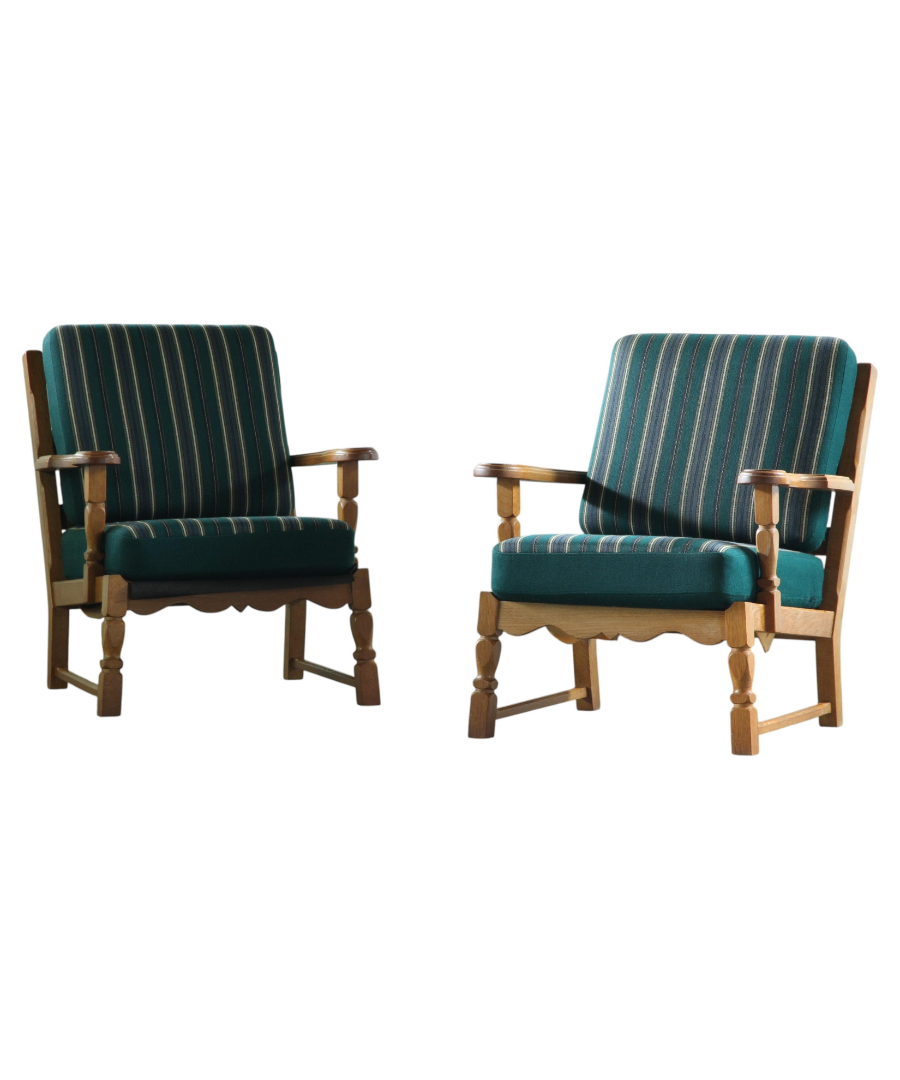 Set_of_2_Danish_Brutalist_Oak_Lounge_Chairs_with_Original_Savak_Wool_Upholstery,_Henning_Kjærnulf_Style,_1960s-1970s