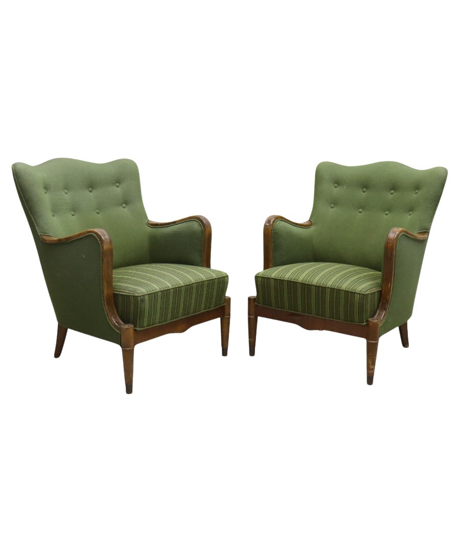 Set_of_2_Danish_Modern_armchairs_by_Alfred_Christensen._Beautiful_shape,_brass_feet.