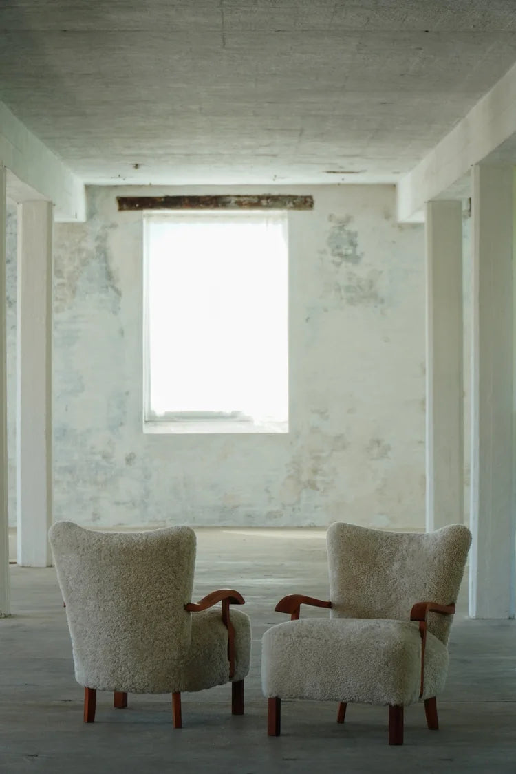 Set_of_2_Danish_Modern_Oak_Lounge_Chairs_with_Shearling_Lambswool,_Denmark,_1950s