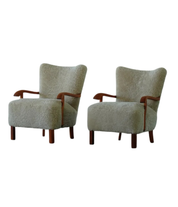 Set_of_2_Danish_Modern_Oak_Lounge_Chairs_with_Shearling_Lambswool,_Denmark,_1950s