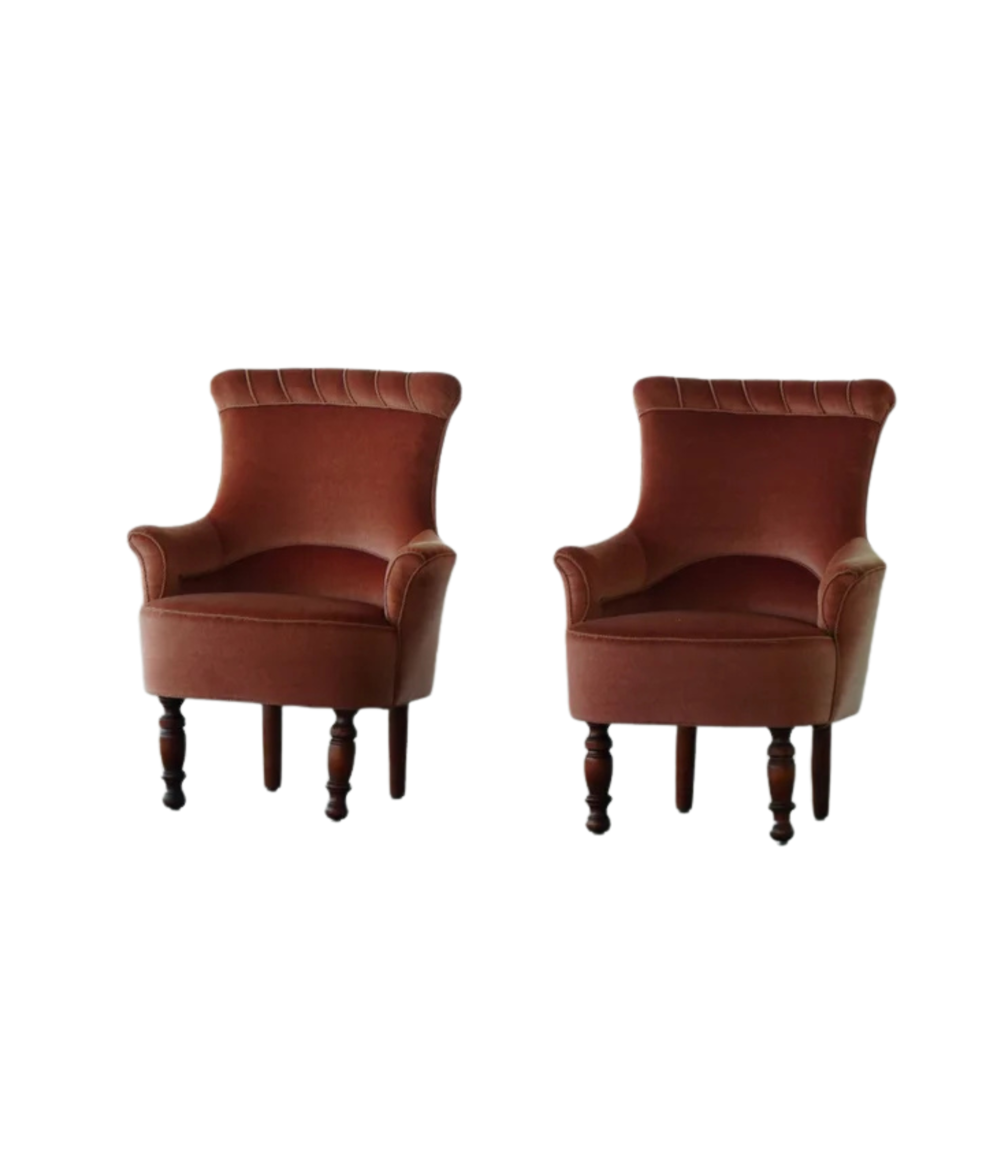 Set_of_2_Danish_Modern_Wingback_Lounge_Armchairs_in_Pink_Velour,_Denmark,_1940s