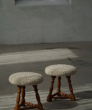 Set_of_2_Danish_Oak_Tripod_Stools_with_Shearling_Seats,_1950s