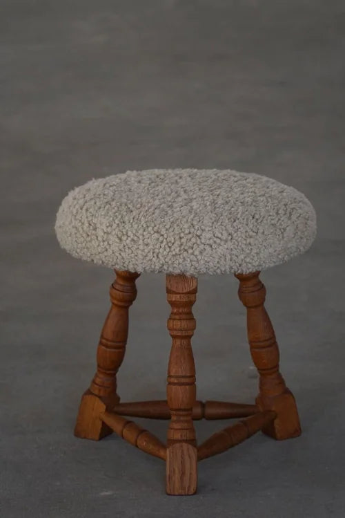 Set_of_2_Danish_Oak_Tripod_Stools_with_Shearling_Seats,_1950s