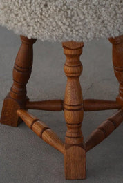 Set_of_2_Danish_Oak_Tripod_Stools_with_Shearling_Seats,_1950s