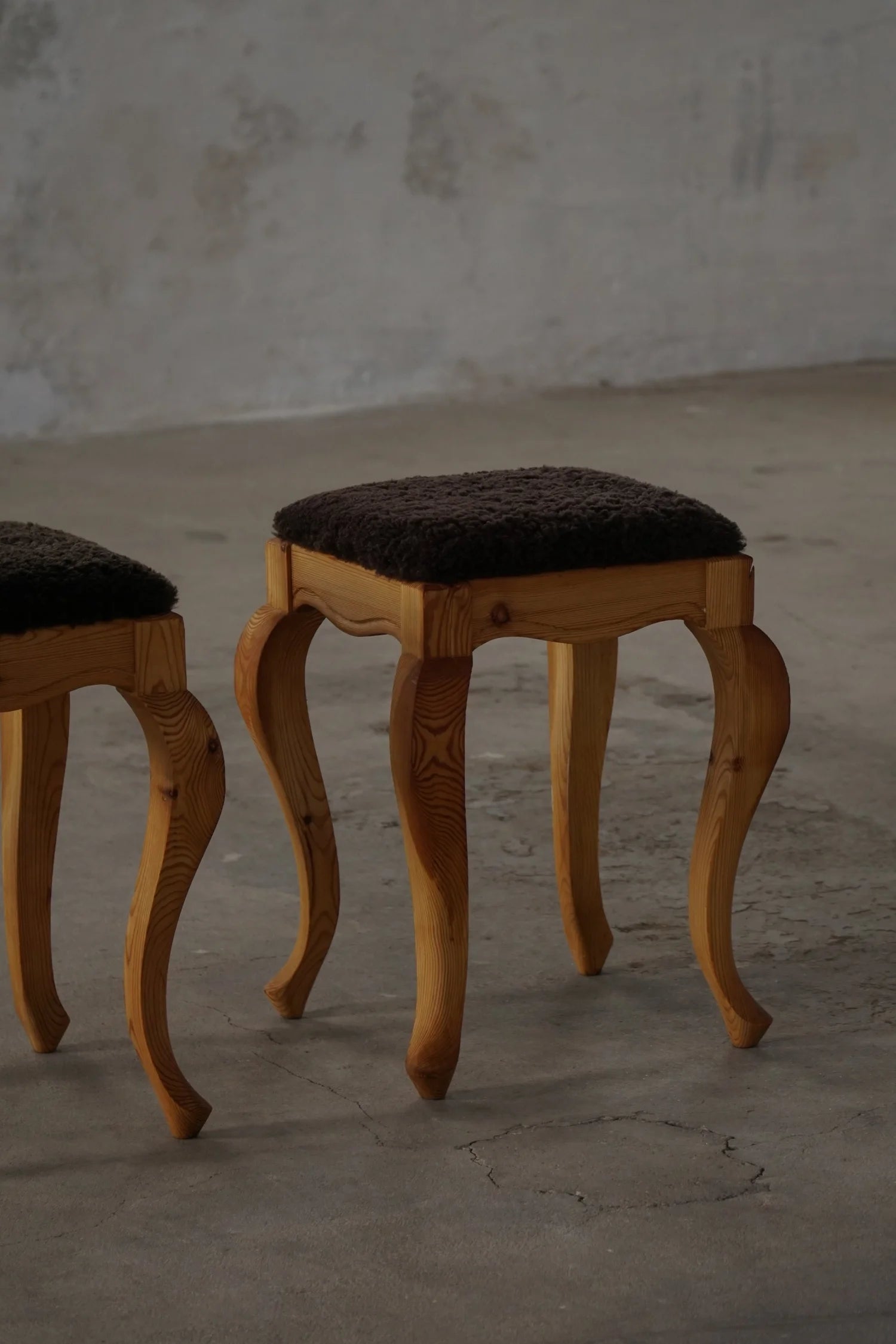 Set_of_2_Danish_Pine_Stools_with_Lambswool_Seats