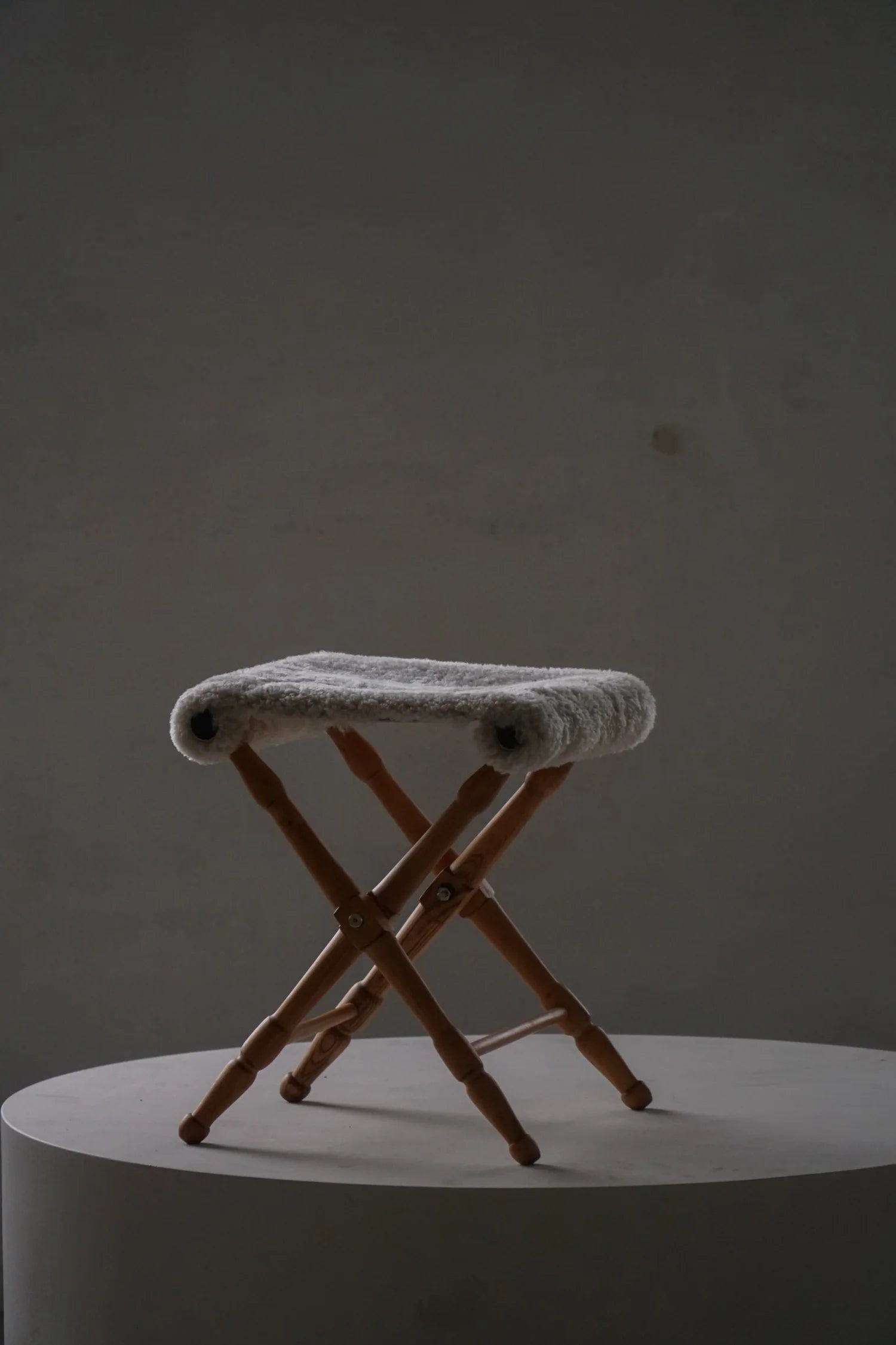 Set_of_2_Folding_Stools_with_Sheepskin_Upholstery,_Scandinavian_Rustic_Design