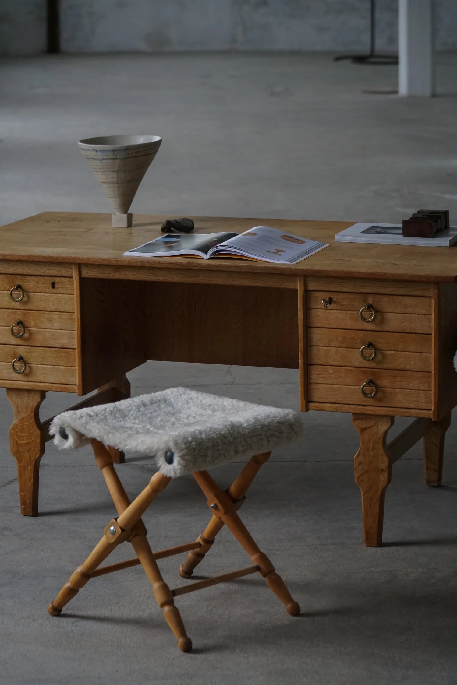 Set_of_2_Folding_Stools_with_Sheepskin_Upholstery,_Scandinavian_Rustic_Design