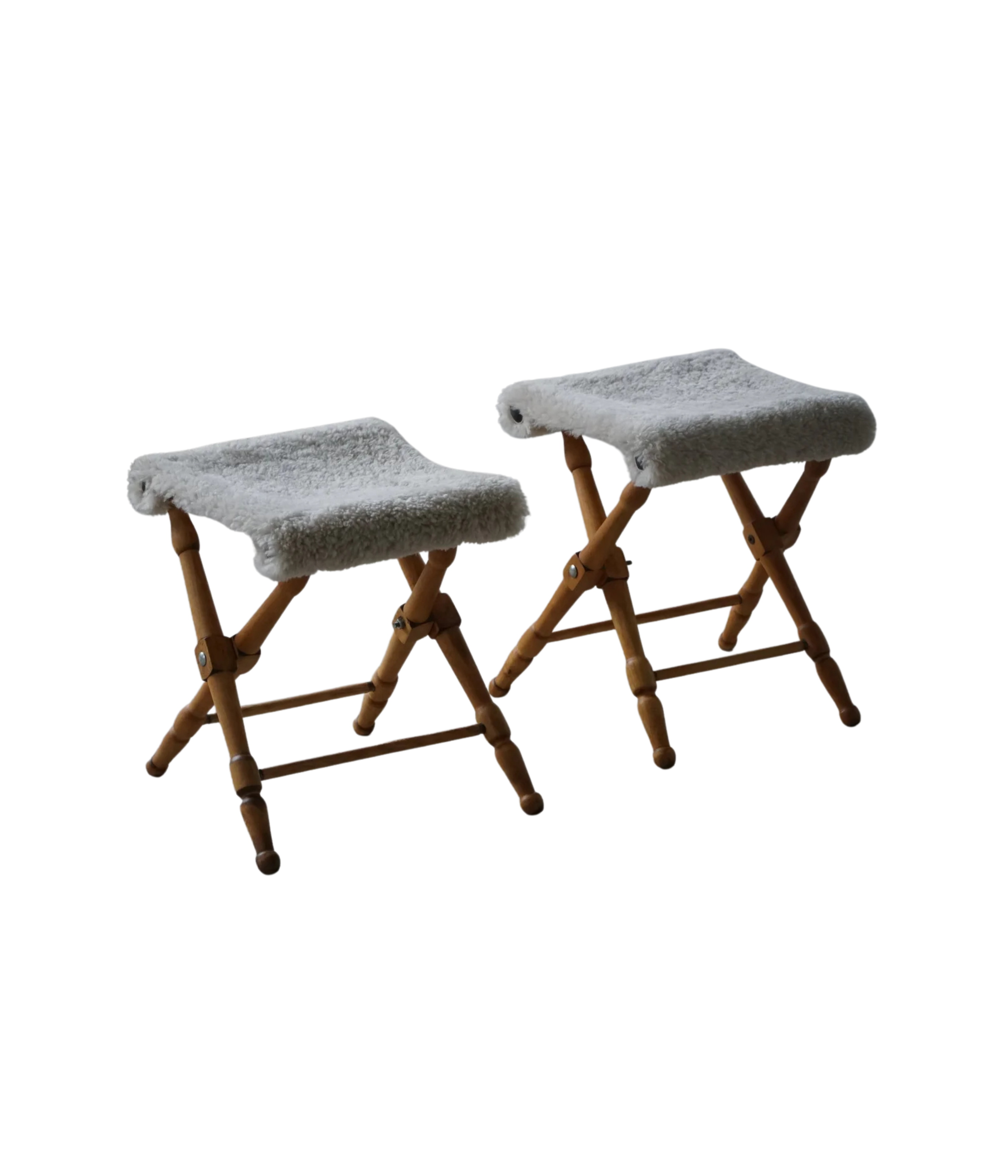Set_of_2_Folding_Stools_with_Sheepskin_Upholstery,_Scandinavian_Rustic_Design