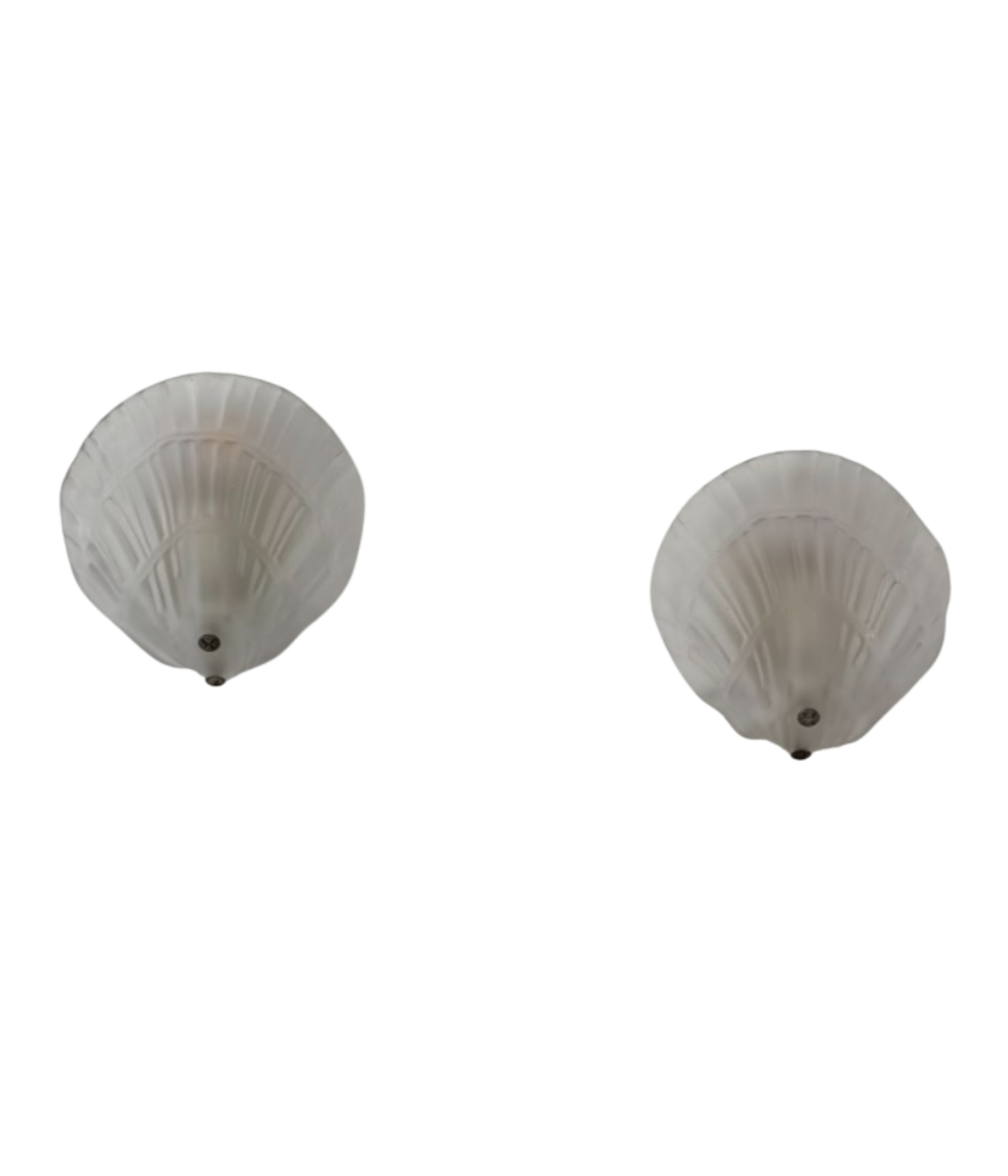Set_of_2_French_Shell_Shaped_Sandblasted_Glass_Wall_Sconces,_Vintage_Wall_Lights,_1970s