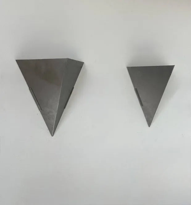 Set_of_2_Geometric_Folded_Steel_Wall_Sconces_in_Matte_Finish,_France_1980s