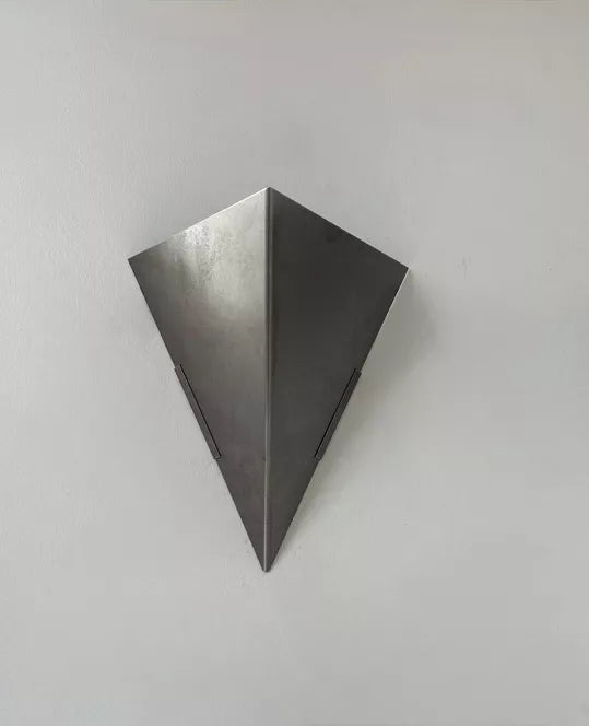 Set_of_2_Geometric_Folded_Steel_Wall_Sconces_in_Matte_Finish,_France_1980s