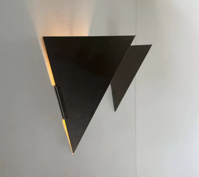 Set_of_2_Geometric_Folded_Steel_Wall_Sconces_in_Matte_Finish,_France_1980s