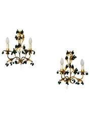 Set_of_2_Gilt_Metal_Wall_Lights_with_Green_Glass_Drops_by_Unknown_Maker,_1890s,_Europe