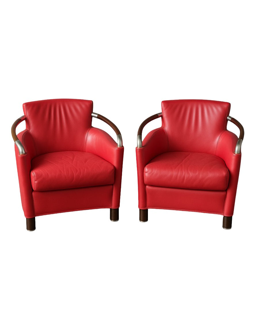 Set_of_2_Giorgetti_Progretti_armchairs_in_red_leather,_custom_edition_by_Massimo_Scolari
