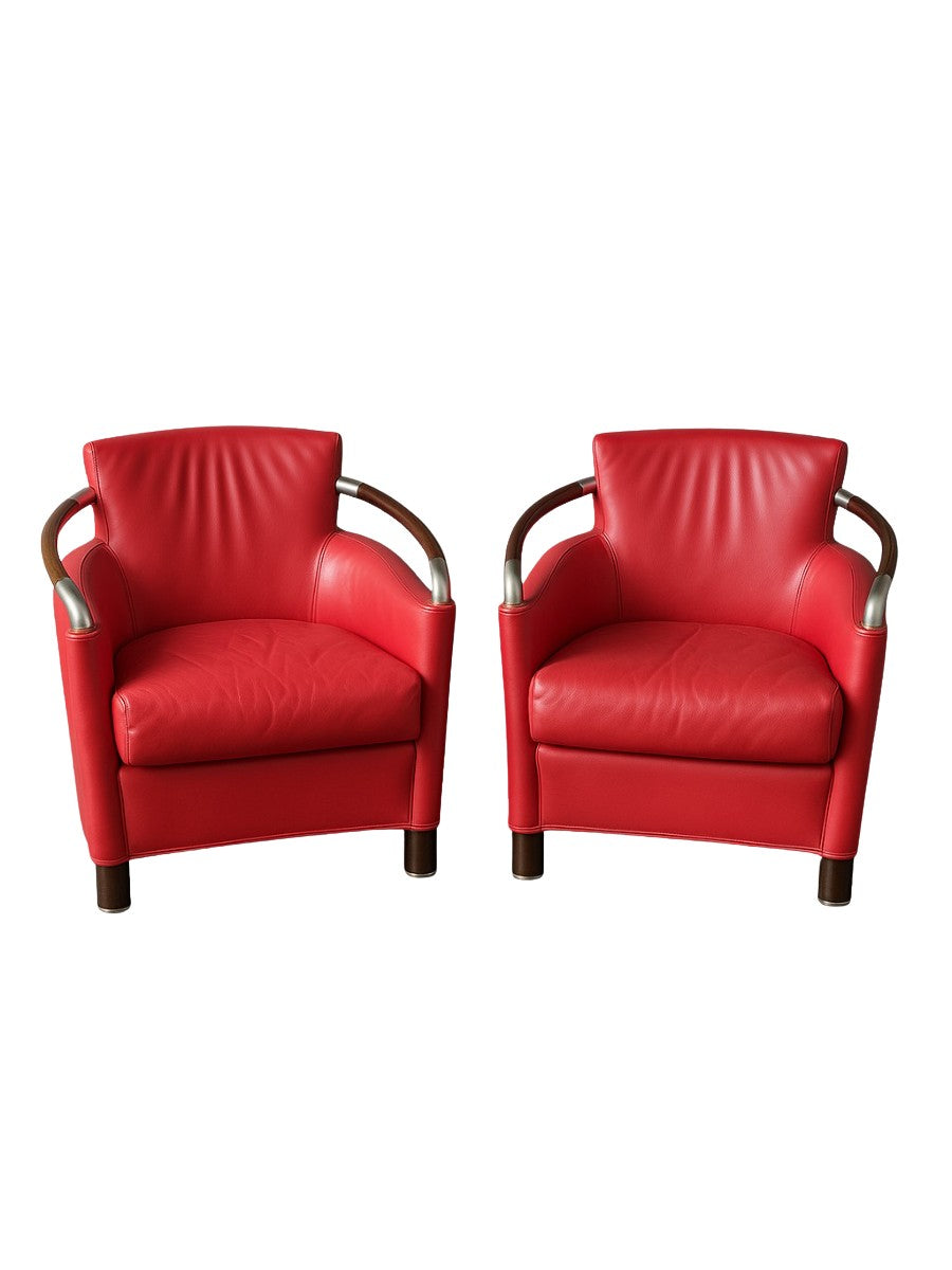 Set_of_2_Giorgetti_Progretti_armchairs_in_red_leather,_custom_edition_by_Massimo_Scolari