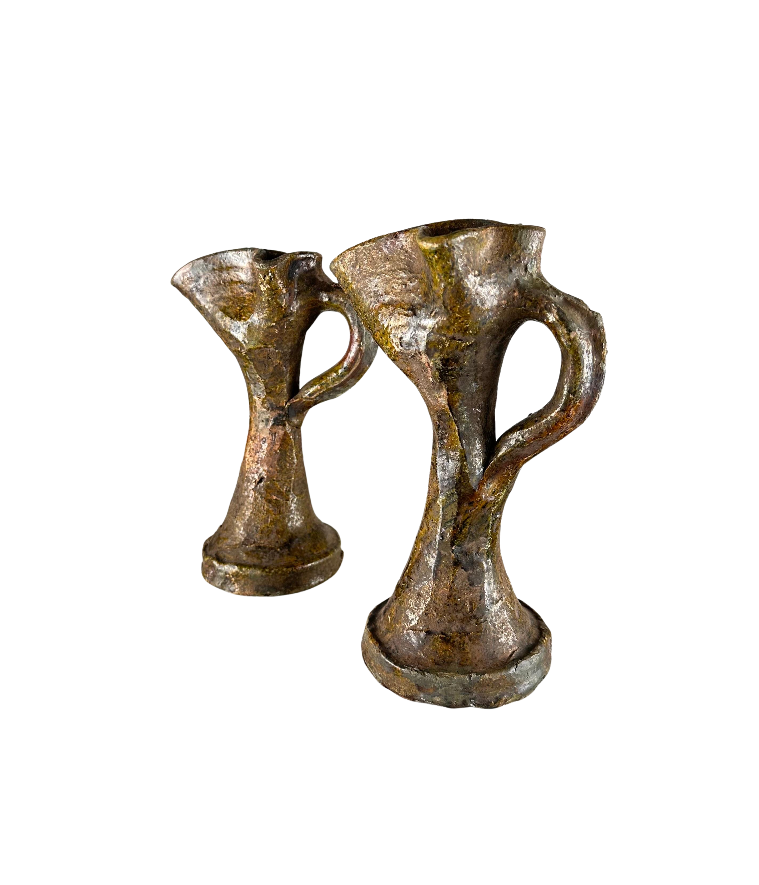 Set_of_2_Handmade_Rustic_Ceramic_Jugs_in_Earthy_Glazes,_Italy,_Early_20th_Century