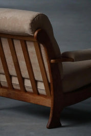 Set_of_2_Henning_Kjærnulf_Armchairs_in_Oak_and_Alcantara,_Danish_Modern_Design