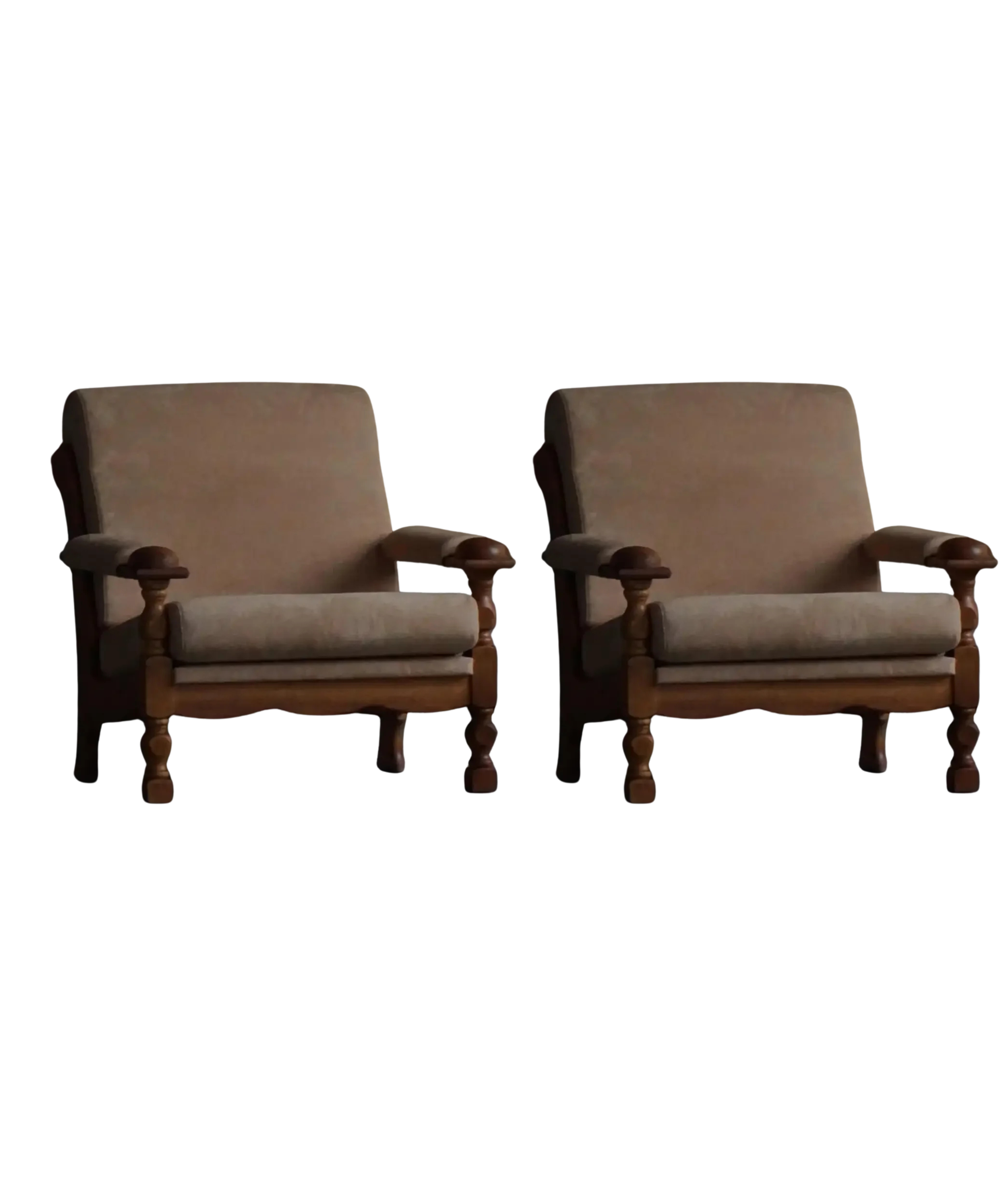 Set_of_2_Henning_Kjærnulf_Armchairs_in_Oak_and_Alcantara,_Danish_Modern_Design