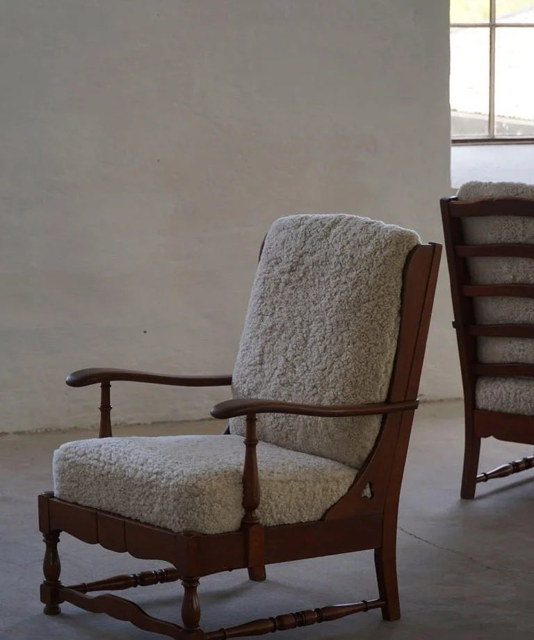 Set_of_2_Highback_Lounge_Chairs_in_Oak_&_Lambswool_in_Danish_Modern,_1950s