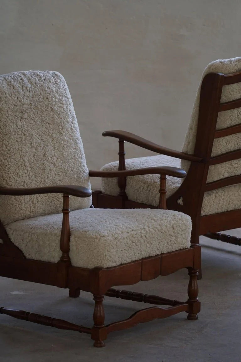 Set_of_2_Highback_Lounge_Chairs_in_Oak_&_Lambswool_in_Danish_Modern,_1950s
