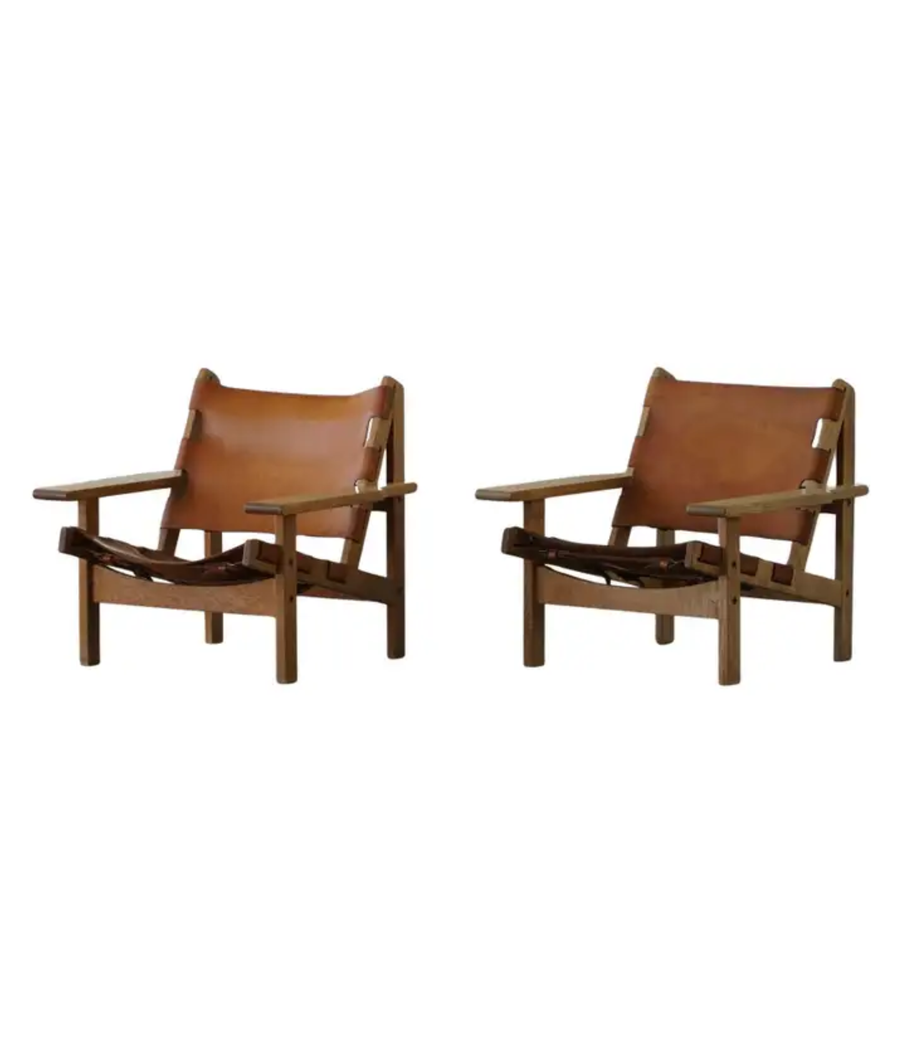 Set_of_2_Hunting_Chairs_in_Oak_&_Leather_by_Kurt_Østervig_in_Danish_Modern,_1960s