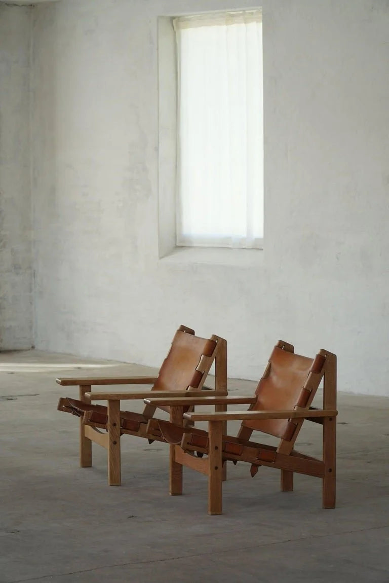 Set_of_2_Hunting_Chairs_in_Oak_&_Leather_by_Kurt_Østervig_in_Danish_Modern,_1960s
