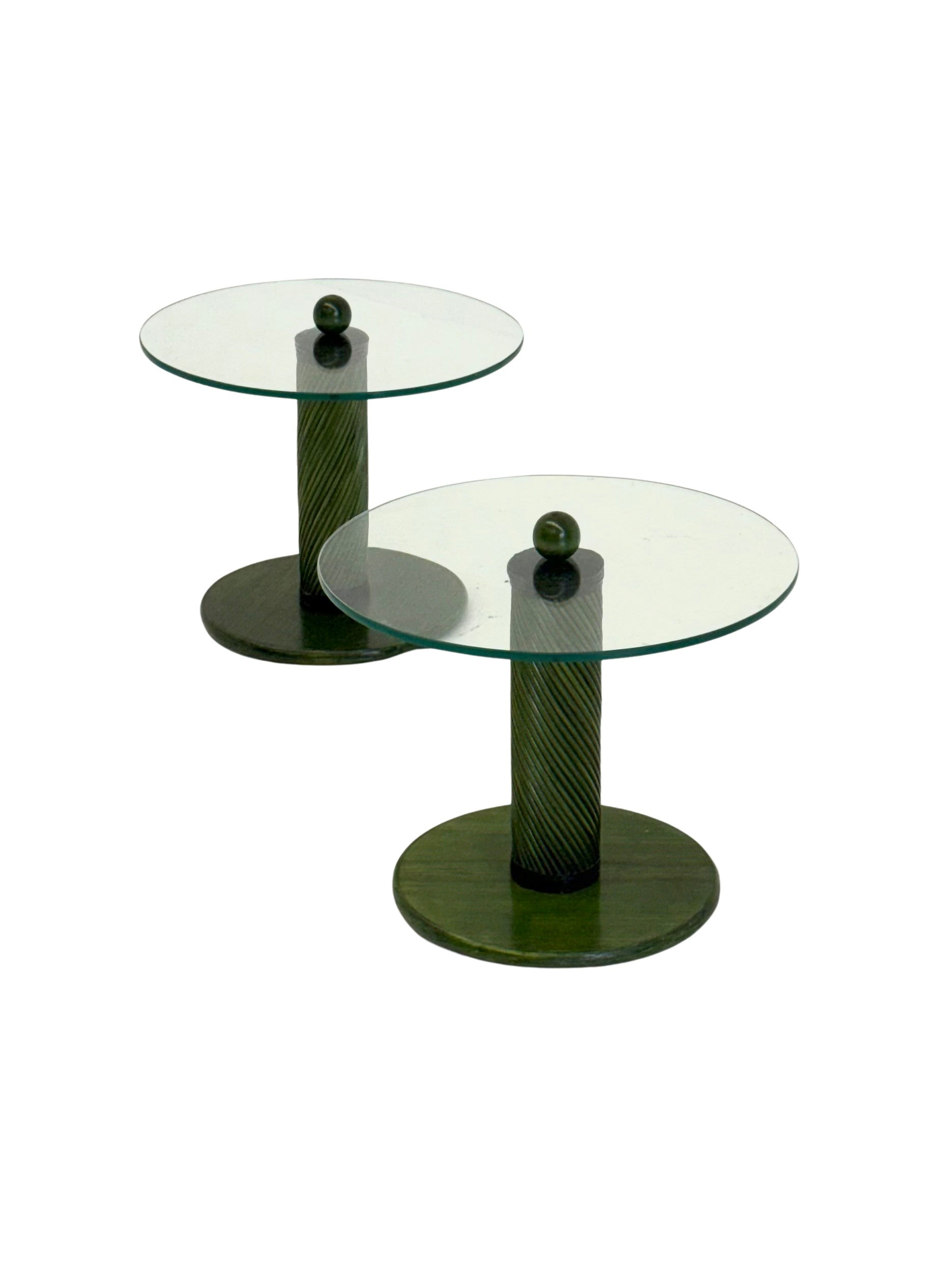 Set_of_2_Italian_green_side_tables_with_bamboo_base_and_glass_top
