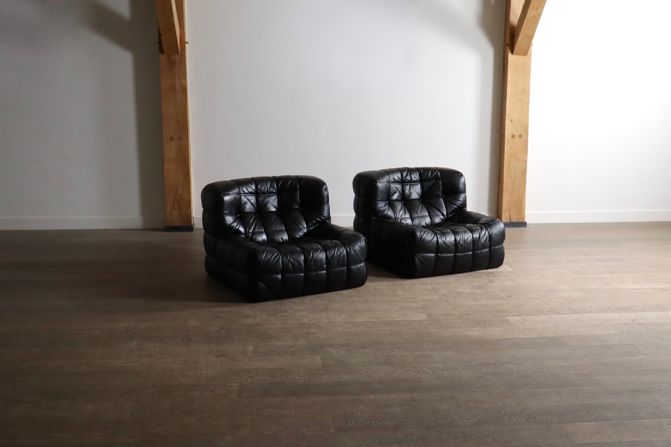 Set_of_2_Kashima_Lounge_Chairs_by_Michel_Ducaroy_for_Ligne_Roset,_Black_Leather,_1970s_French_Design
