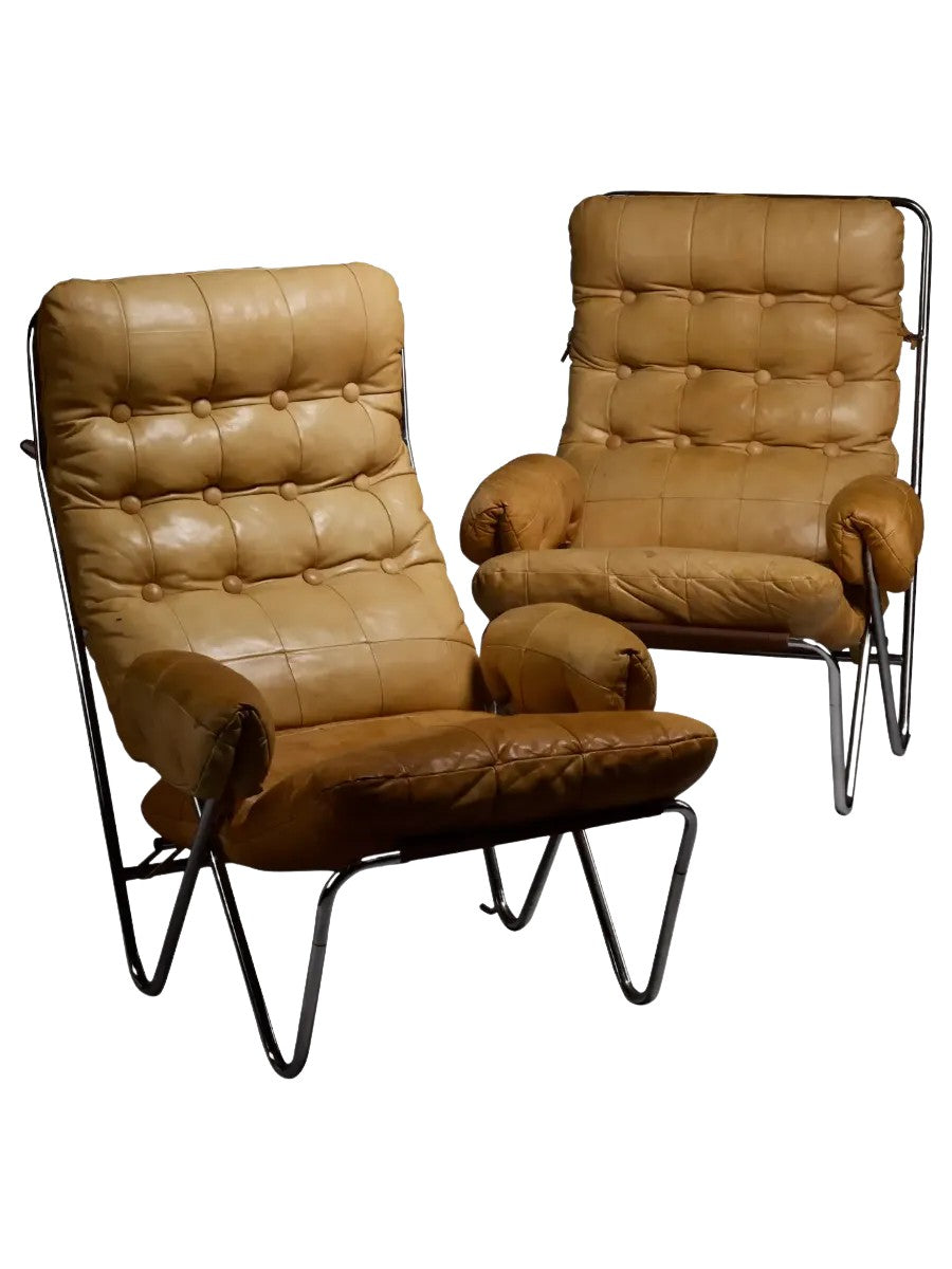 Set_of_2_Leather_Lounge_Chairs_Tubular_Frame_from_1960s_Norway