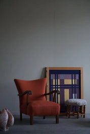 Set_of_2_Lounge_Chairs_in_Danish_Mid_Century,_Reupholstered_in_a_Rust_Red_Linen,_1960s