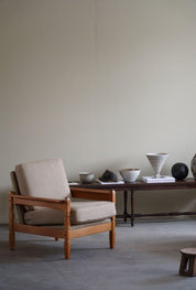 Set_of_2_Lounge_Chairs_in_Oak_&_Linen,_Henning_Kjærnulf,_Danish_Modern,_1960s