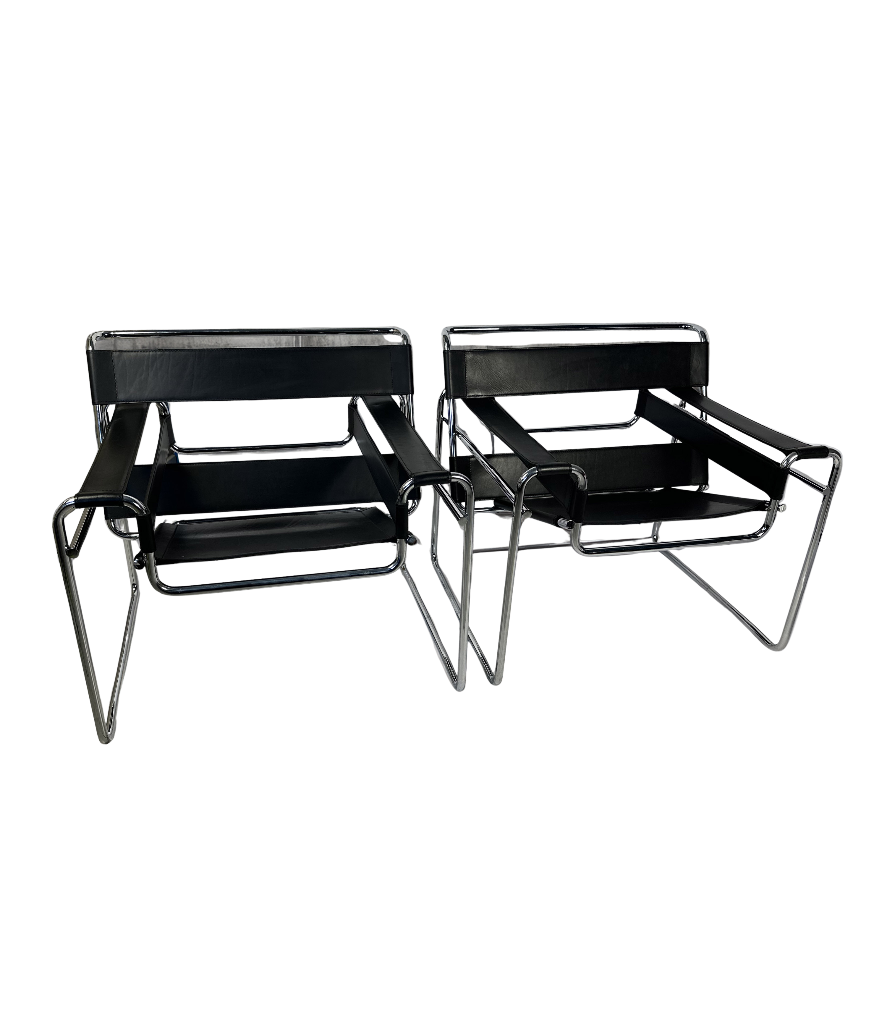 Set_of_2_Marcel_Breuer_Wassily_B3_Chairs_in_Black_Leather_and_Chrome,_1970s–80s