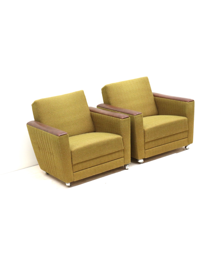 Set_of_2_Mid_Century_Armchairs_with_Leather_Armrests_and_Castors,_1950s–1960s